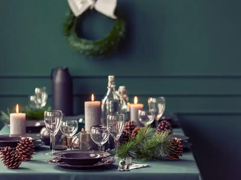 A Christmas table setting