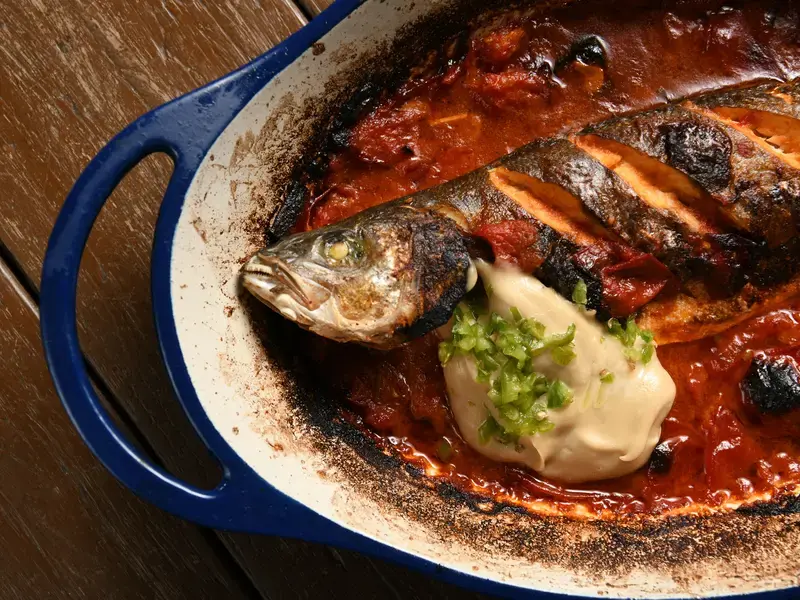 Roasted Branzino at Malka