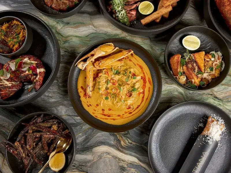 Dishes at Tatiana by Kwame Onwuachi.