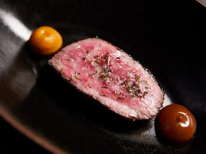 Richard Ekkebus' dish with wagyu beef