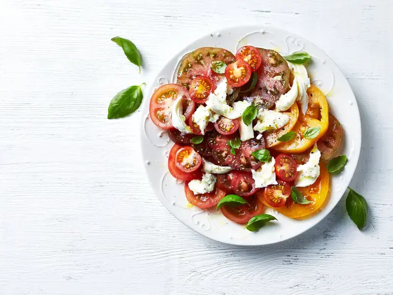 Mozzarella and tomato salad.