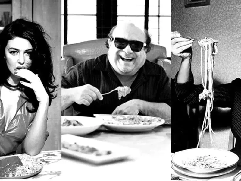 Famous people eating spaghetti