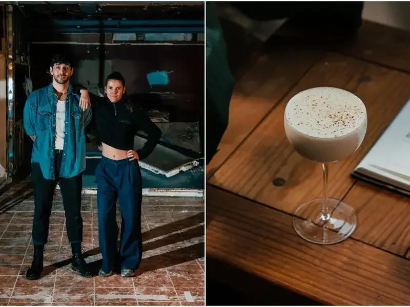 Moe Aljaff and Juliette Larrouy, and Schmuck cocktail.