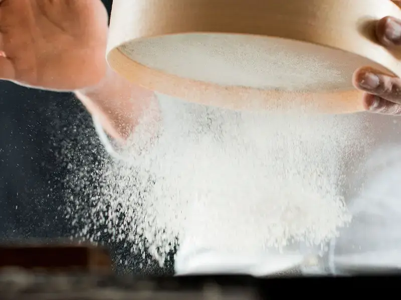 Sifting the flour
