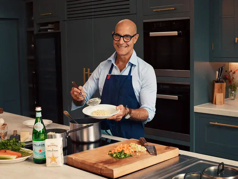 Stanley Tucci in the kitchen.