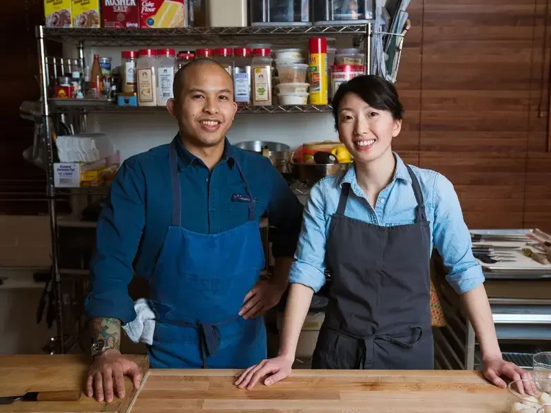 Chefs Tim Flores and Genie Kwon.