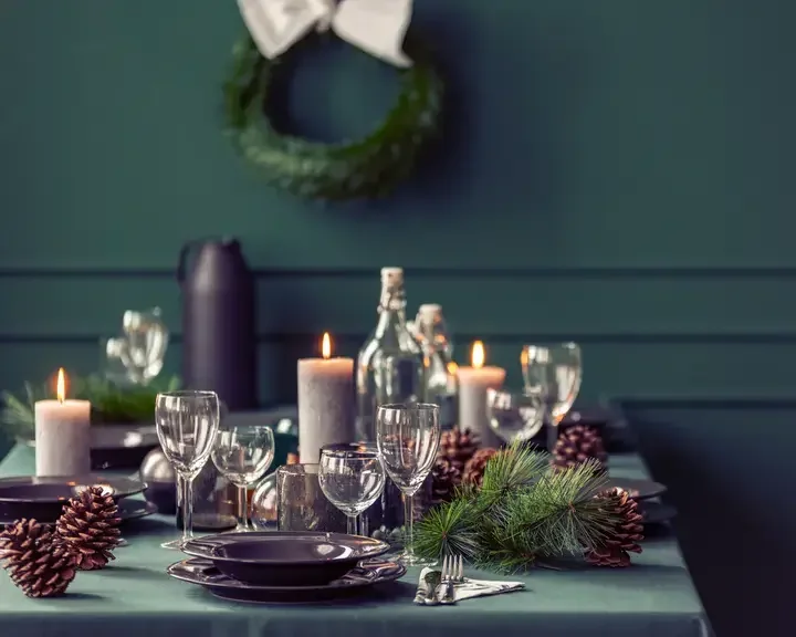 A Christmas table setting