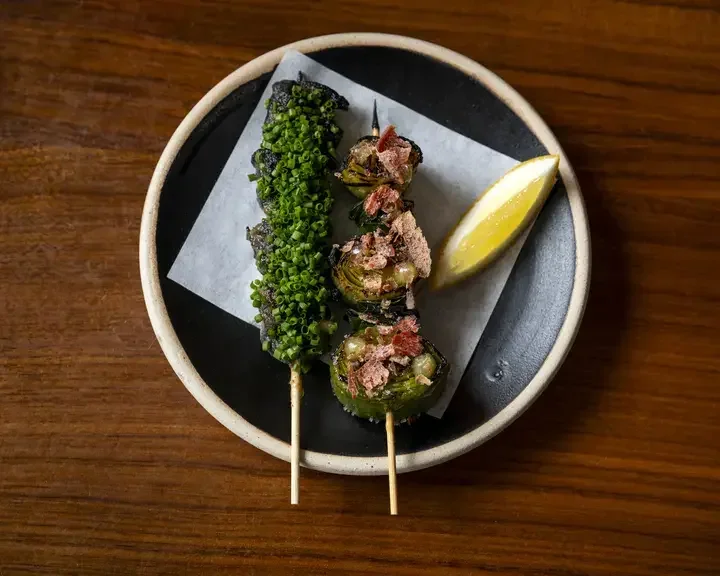 Leek and Snail Skewer