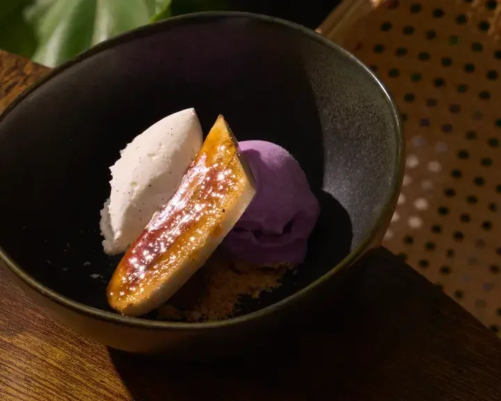 Grilled Banana Sundae with Ube Ice Cream