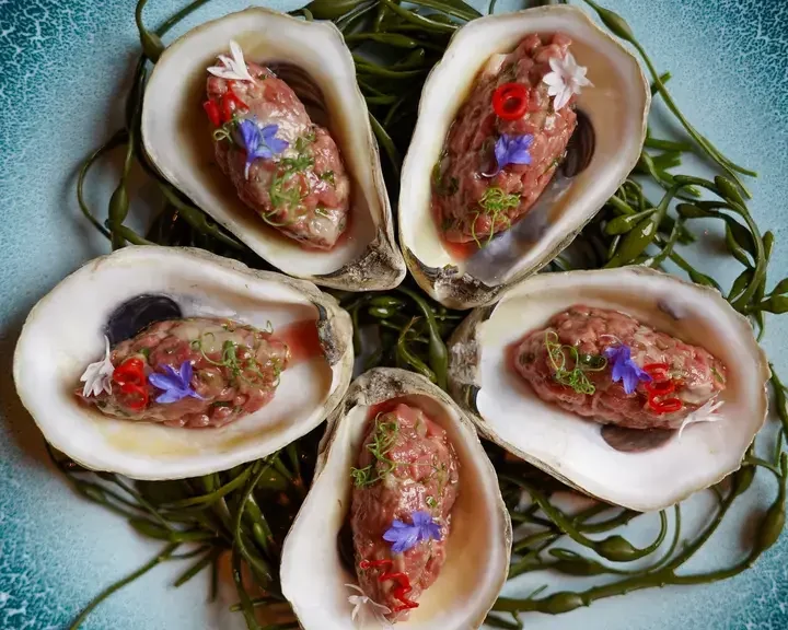 Wild Divers Oyster and Wagyu Tartare with Anchovy Vinaigrette