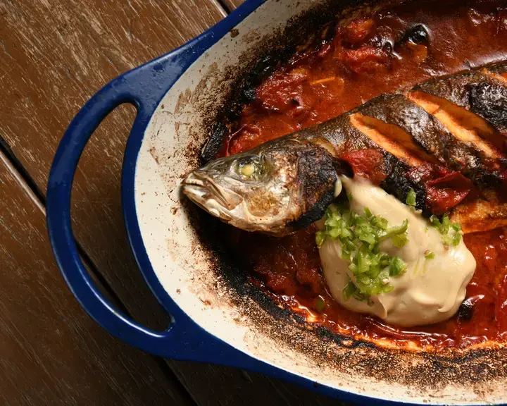 Roasted Branzino at Malka