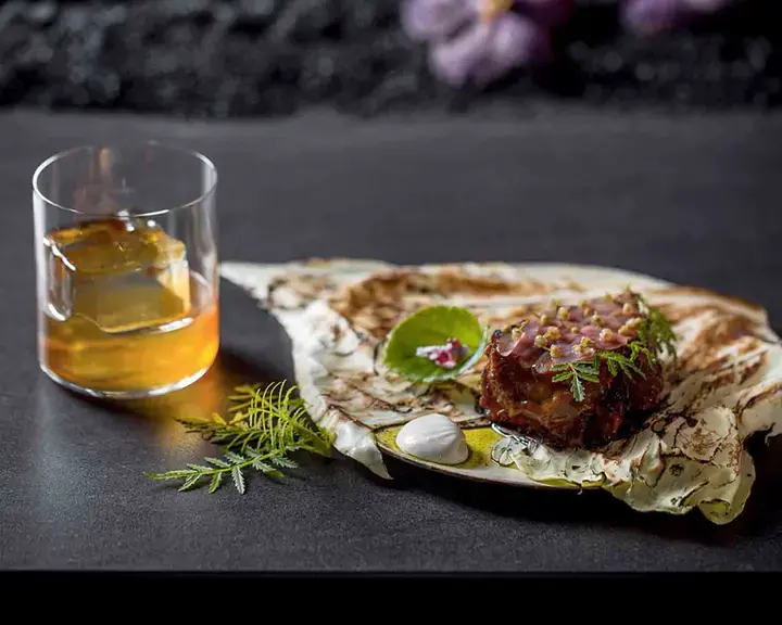 cabbage marrow, sour cream and demiglace made of root peels