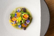 Grilled and Raw Vegetables with Green Juice of Yerba Santa Nopales
