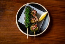 Leek and Snail Skewer